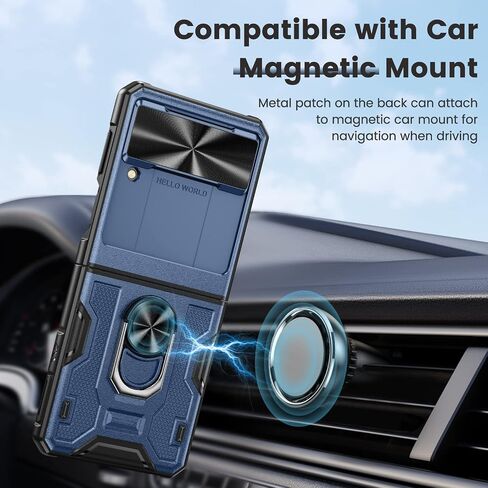 Caka for Samsung Galaxy Z Flip 3 Case with Kickstand, Camera Cover & Hinge Protection with Built-in 360 Rotate Ring Stand - Magnetic Protective Phone Case for Galaxy Z Flip 3 5G - Green in Saudi Arabia