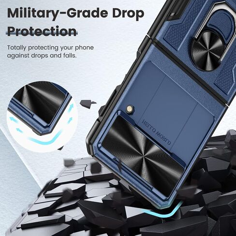 Caka for Samsung Galaxy Z Flip 3 Case with Kickstand, Camera Cover & Hinge Protection with Built-in 360 Rotate Ring Stand - Magnetic Protective Phone Case for Galaxy Z Flip 3 5G - Green in Saudi Arabia