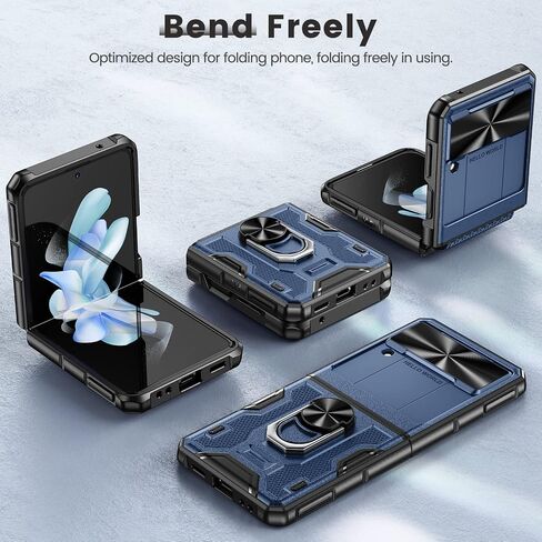 Caka for Samsung Galaxy Z Flip 3 Case with Kickstand, Camera Cover & Hinge Protection with Built-in 360 Rotate Ring Stand - Magnetic Protective Phone Case for Galaxy Z Flip 3 5G - Green in Saudi Arabia