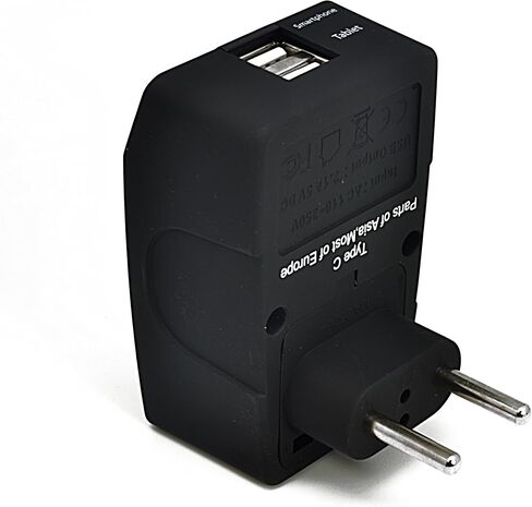 قابس محول السفر من سيبتيكس المملكة المتحدة مع USB، USB مزدوج مع مدخلين - مثالي للسفر إلى إنجلترا وهونج كونج والإمارات العربية المتحدة ودبي (النوع G) in Kuwait
