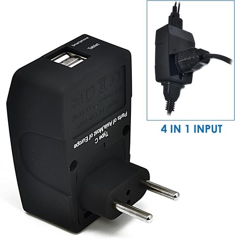 قابس محول السفر من سيبتيكس المملكة المتحدة مع USB، USB مزدوج مع مدخلين - مثالي للسفر إلى إنجلترا وهونج كونج والإمارات العربية المتحدة ودبي (النوع G) in Kuwait