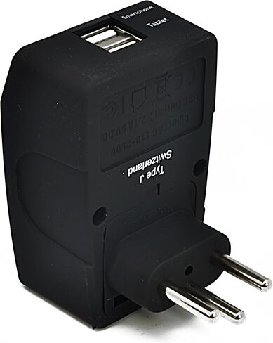 قابس محول السفر من سيبتيكس المملكة المتحدة مع USB، USB مزدوج مع مدخلين - مثالي للسفر إلى إنجلترا وهونج كونج والإمارات العربية المتحدة ودبي (النوع G) in Kuwait