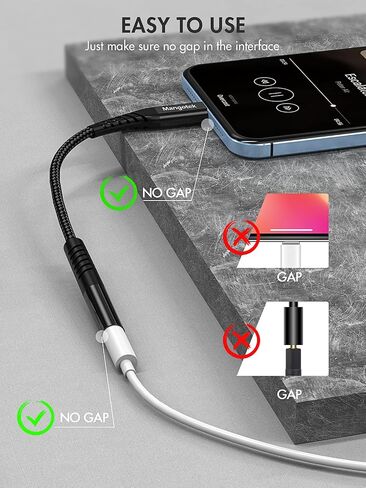 iPhone Headphone Adapter,MFI Certified Lightning to 3.5mm Headphone Jack Adapter, Apple Dongle for iPhone 14/13/12/11 Pro Max/SE/X/XR/XS/8/7(Black) in Kuwait