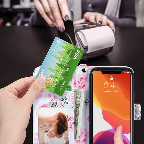 ULAK Compatible with iPhone 12 Mini Wallet Case with Card Holders for Women, Designed PU Leather Flip Wallet with Kickstand Card Slot, Protective Phone Cover for iPhone 12 Mini, 5.4inch, Rose Gold in Saudi Arabia