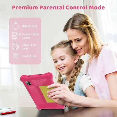 Kids Tablet 7 inch, Tablet for Kids with HD Display, Android 12 Go Quad Core, 2GB RAM + 32GB ROM, 128GB Expansion, Wi-Fi, Children Tablet with Parent Control - Pink in Saudi Arabia