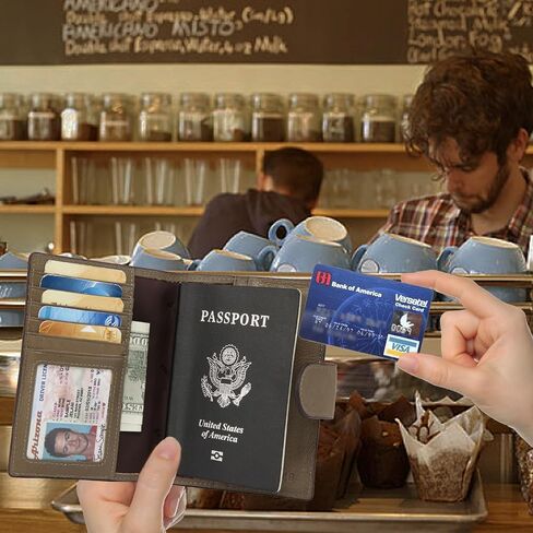 Banuce Top Grains Leather Passport Cover For Men Women Unisex Card Holder Travel Wallet Case Sleeve Dark Blue in Kuwait