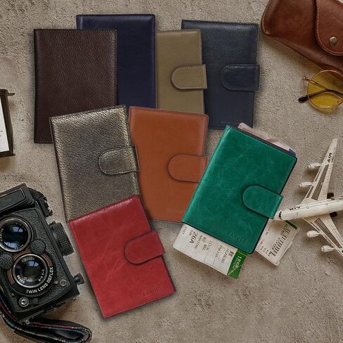 Banuce Top Grains Leather Passport Cover For Men Women Unisex Card Holder Travel Wallet Case Sleeve Dark Blue in Kuwait