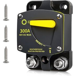 RED WOLF BS6300 300A Amp Circuit Breaker W/Manual Reset DC 12-48V High Amperage for Car Audio RV Marine Boat Truck Trolling Motors Stereo Audio Electronic Battery Solar System