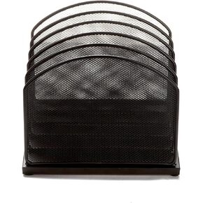 Mind Reader Vertical File Storage, Desktop Organizer, Mail Sorter, Office, Metal Mesh, 11.14" L x 7.28" W x 11.22" H, Black