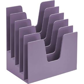 Acrimet 5 Section Incline File Sorter Organizer, Mail, Folder, Letter Desk Organizer, Rack for Office Organization Desktop (Plastic) (Solid Purple Color)