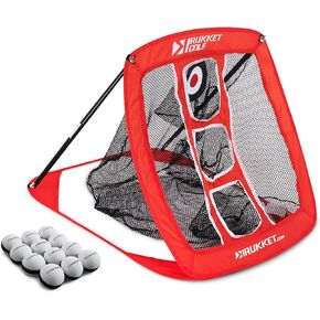 Rukket Sports Pop Up Golf Chipping Net | Choose Standard or Light-Up | Outdoor/Indoor Golfing Target Accessories and Backyard Practice Swing Game | Includes Foam Practice Balls
