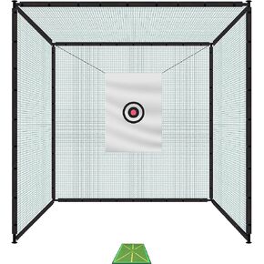 Golf Cage Net 10x10x10 Ft Golf Hitting Cage with Frame and Netting Enclosure Target Cloth and Swing Practice Mat for Indoor Outdoor Backyard Driving Range in Kuwait