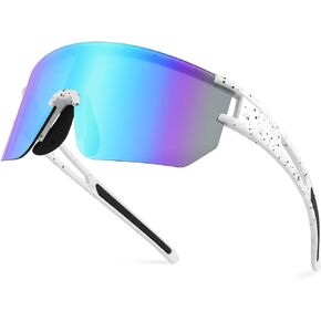 WANWAN Men Women Cycling Sunglasses, 80s Sport Baseball Mirrored Sun Glasses for Youth Adults Running Softball