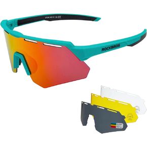 ROCKBROS Polarized Cycling Glasses with 4 Interchangeable Lenses Baseball Sunglasses for Men Womens UV400 Sports Sunglasses