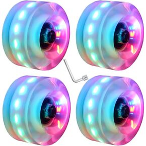 Nezylaf 4 Pack 32 x 58 mm 78A Light up Roller Skate Wheels, Skate Wheels with Bearings Installed for Indoor or Outdoor Double Row Skating and Skateboard Accessories 32 x 58 mm 78A