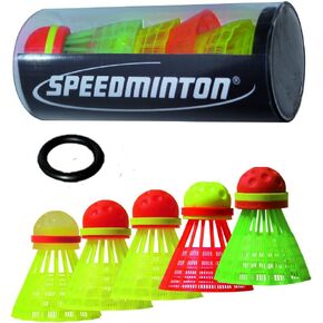 Speedminton Mix 5pk Speeder Tube - incl. 5 different Birdies for Speed ​​Badminton/ Crossminton for Outdoor Games (SM03-100-5)