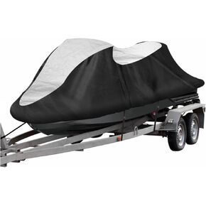 Trailerable Jet Ski Cover 3 Seats Heavy Duty Waterproof 210D PWC Jetski Cover for Sea-Doo Yamaha 136" - 145" with Buckle Straps