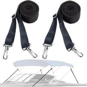 RUSON 2 Pack Adjustable Bimini Top Straps w/Double End Snap Hook, Heavy Duty Boat Canopy Straps 28"-60" Marine Webbing Nylon Bimini Boat Top Strap Boat Awning Hardware
