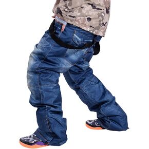 SNOWVERB Mens Womens Snowboard Overalls Jeans Ski Pants Windproof Waterproof Warm Snowboarding Snow Insulated Bibs