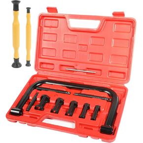 10Pcs Valve Spring Compressor,Auto Compression C-Clamp Tool Service Kit,Car Accessories Valve Spring Removal Tool with Valve Lapper,Valve Lapping Tool for Car,ATV
