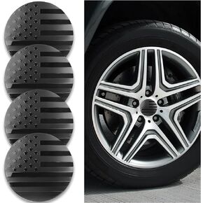 4PCS American Flag Wheel Center Caps Stickers,Car Decorations 56mm Center Caps for Rims,Automotive Exterior Accessories Waterproof & Rustproof Wheel Hub Cap for Car Truck SUV (Black Flag)