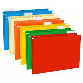 Extra Capacity Hanging File Folders, RAZCC 30 Pack Letter Size Reinforced Hanging Folders with Heavy Duty 1 Inch Expansion for Bulky Files, Filing Cabinet, Adjustable Tabs, Assorted Colors