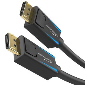 كابل DisplayPort 1.4، كابل DP - 4.5 قدم - كابل DP إلى DP مع حماية شاملة لأجهزة الكمبيوتر الشخصية المخصصة للألعاب/أجهزة الكمبيوتر المحمولة المخصصة للألعاب، وشاشات 4K/8K عالية الدقة وشاشات عرض فائقة السرعة 144 هرتز أو 165 هرتز أو 240 هرتز بواسطة CableDirect