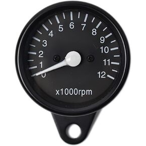 DKMOTORK 0141 Motorcyle Mechanical Tachometer 4:1 Universal 65mm 12v for Honda Yamaha Suzuki Kawasaki Black