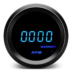 MAIMEIMI 2" 52mm Tachometer Blue Digital LED Tacho Gauge for 12V Car AUTO 4 6 8 Cylinder (Black)
