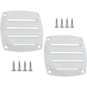 VTurboWay 2 Pcs Louvered Flush Plastic Thru Vent, Marine Boat Vent, 2-3/4", White, Free Installation Screws