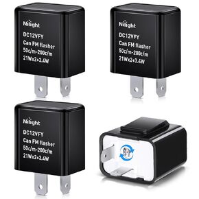 Nilight 4PCS Flasher Relay Adjustable 3 Pin CF13 JL-02 Electronic Blinker Relay 12V 150W Fixes Car Turn Signal and Hazard Warn Hyper Blink Flash or No Flash for LED and Halogen Bulbs, 2 Years Warranty