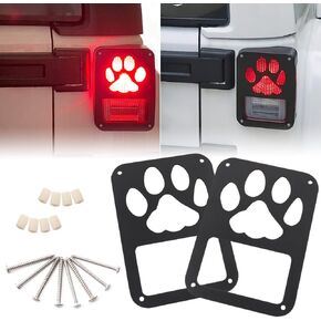 Tail Light Cover Compatible with Jeep Wrangler JK/JKU 2007-2018, Taillight Cover Guard with Dog Paw Shape Decorative Protector Exterior Accessories (1 Pair)