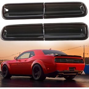 Camoo Smoked Tail Light Covers Rear Light Guards Trim Exterior Accessories for Dodge Challenger 2015-2023 (4Pcs)