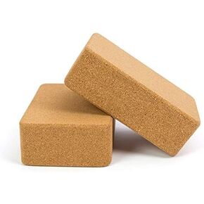 Cork Yoga Blocks, 2 Pack, 9"x6"x3", High Density Solid Natural Cork Yoga Brick with Comfortable Edge to Improve Balance, Strength and Flexibility in Kuwait
