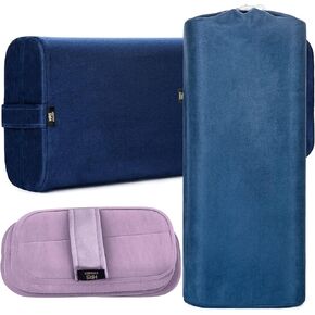 ABCD LIFE Yoga Bolster Pillow - Rectangular Bolster Pillow Yoga with Extra Washable Pillow Case - Yoga Bolster for Restorative Yoga with Carry Handle and Travel Case, Blue, Violet