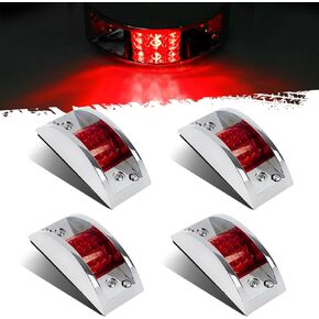 Partsam 4x Red Sealed Chrome Armored LED Trailer Clearance and Side Marker Light 12 LED
