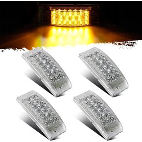 Partsam 4 قطع 6 بوصات مستطيلة لشاحنة مقطورة مصابيح LED جانبية وأضواء إشارة الانعطاف 20 صمام ثنائي مع عاكسات، عدسة شفافة، محكمة الغلق مقاومة للماء، تركيب على السطح