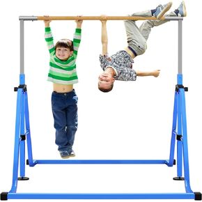 RAVS Gymnastics Bar for Kids, 8 Heights Adjustable Easy Folding Gymnastic Training Bar Kids Monkey Horizontal Bars - Max Load 300LBS