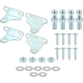 Car Gas Spring Mounting Bracket 10mm Ball Stud Bracket with 8 Screws Silver Tone Set of 4