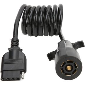 NiLooki 7 طريقة مستديرة إلى 5 طريقة دبوس مقطورة مسطحة ملفوف موصل الأسلاك قابس مهايئ لشاحنة RV مقطورة كامل الطول-60 بوصة in Kuwait