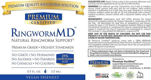 RingwormMD - Soothe Burning & Itching - Undecylenic Acid USP 25% - 100% Pure & All Natural Ingredients - 0.5 Fl. Oz in Kuwait