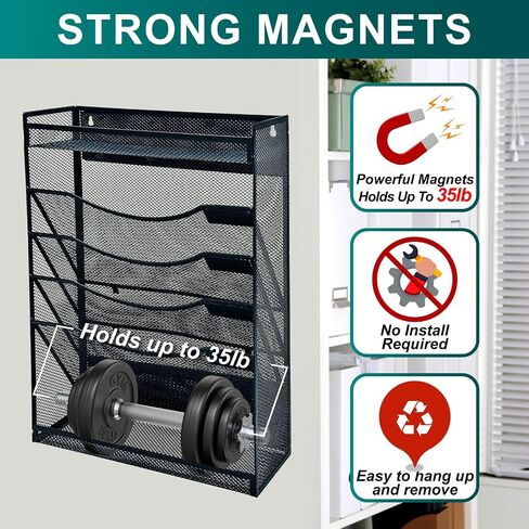 6 Tier Magnetic File Holder，No Drilling Required Folder Letter Organizer for Office File Cabinets,Refrigerator, Whiteboard, Metal Magnetic Mail Paper Storage Basket for Home, Office Supplies in Saudi Arabia