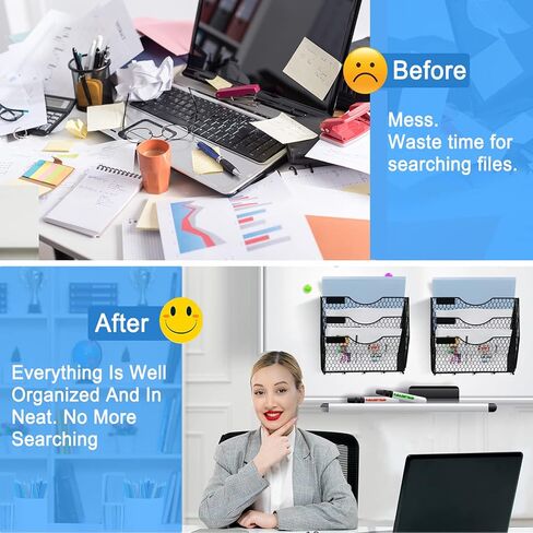 6 Tier Magnetic File Holder，No Drilling Required Folder Letter Organizer for Office File Cabinets,Refrigerator, Whiteboard, Metal Magnetic Mail Paper Storage Basket for Home, Office Supplies in Saudi Arabia