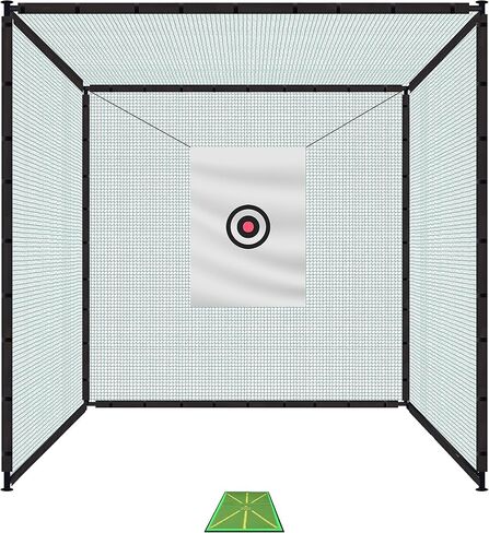 Golf Cage Net 10x10x10 Ft Golf Hitting Cage with Frame and Netting Enclosure Target Cloth and Swing Practice Mat for Indoor Outdoor Backyard Driving Range in Kuwait