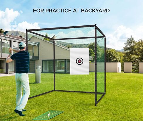 Golf Cage Net 10x10x10 Ft Golf Hitting Cage with Frame and Netting Enclosure Target Cloth and Swing Practice Mat for Indoor Outdoor Backyard Driving Range in Kuwait