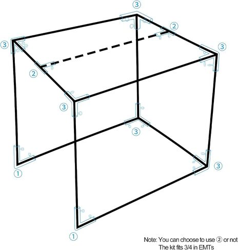Aoneky 3/4 في طقم زاوية إطار الجولف DIY لشبكة قفص الجولف مقاس 10 × 10 × 10 قدم in Saudi Arabia