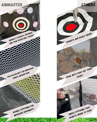 شبكة ممارسة الجولف 10 × 7 - شبكات جولف للقيادة في الفناء الخلفي - شبكة تقطيع - معدات تدريب الجولف - 5 كرات حقيقية - 1 هدف AimMaster - 1 حصيرة ثلاثية الطبقات - 1 تي شيرت مطاطي - 10 تي شيرت - 1 حقيبة حمل - ملحقات الجولف in Kuwait