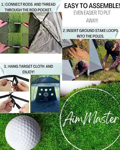 شبكة ممارسة الجولف 10 × 7 - شبكات جولف للقيادة في الفناء الخلفي - شبكة تقطيع - معدات تدريب الجولف - 5 كرات حقيقية - 1 هدف AimMaster - 1 حصيرة ثلاثية الطبقات - 1 تي شيرت مطاطي - 10 تي شيرت - 1 حقيبة حمل - ملحقات الجولف in Kuwait