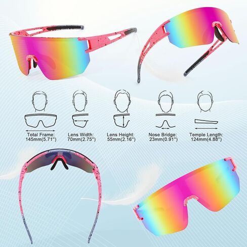 WANWAN Men Women Cycling Sunglasses, 80s Sport Baseball Mirrored Sun Glasses for Youth Adults Running Softball in Saudi Arabia