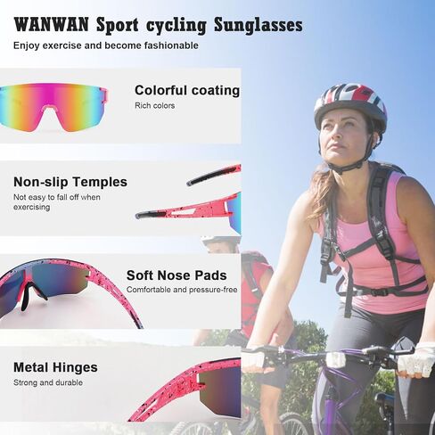 WANWAN Men Women Cycling Sunglasses, 80s Sport Baseball Mirrored Sun Glasses for Youth Adults Running Softball in Saudi Arabia